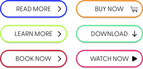 Set of modern buttons for web site and ui. Vector icon