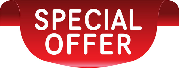 Special offer vector ribbon design template. Banner sale tag. Market special offer discount label