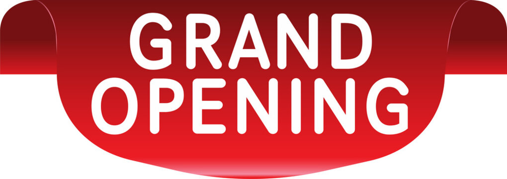 Grand opening banner design over a white background
