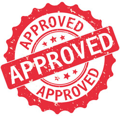 Approved grunge retro red isolated stamp on white background