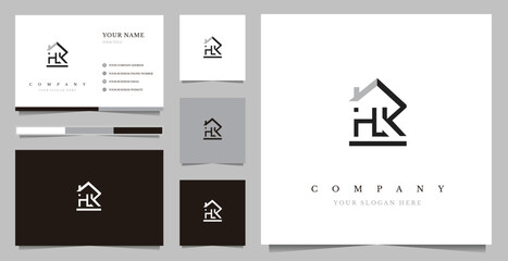 Initial HK Real Estate Logo Design Vector