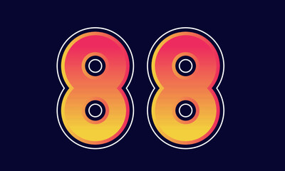 88 Number New Orange Sport Line Logo