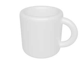 White cartoon cup. 3d render