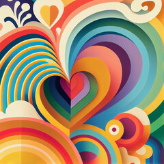 Fototapeta na wymiar Colourful texture pattern with heart shape, generative ai illustration