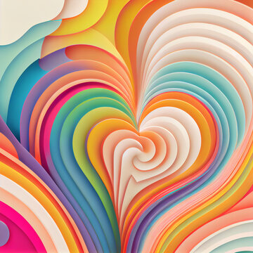 Colourful texture pattern with heart shape, generative ai illustration