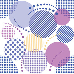 Abstract purple pantone seamless pattern, circle round shape shiny sphere backdrop, modern fabric print template.