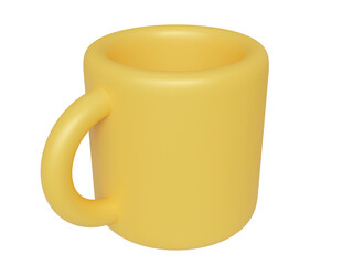 Yellow cartoon cup. 3d render