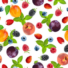 Fruits and berry vector seamless pattern