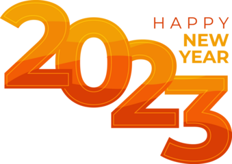 Happy new year 2023. Template design concept for 2023 celebration with orange yellow color.
