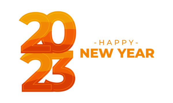 Happy new year 2023. Template design concept for 2023 celebration with orange yellow color.

