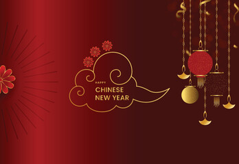 Chinese new year background design template with illustration