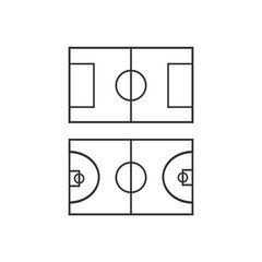 Sport field icon. Basketboll and football playground vector ilustration.