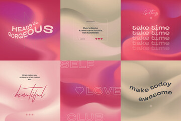 Social media gradient aesthetic quotes template collection with viva magenta background	
