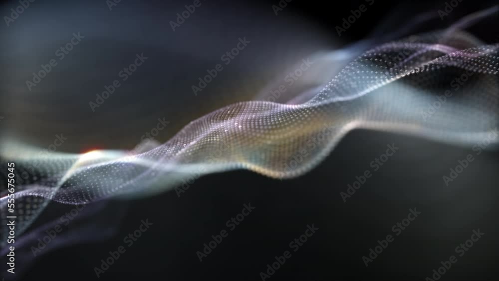 Poster abstract 3d rendering technology gold dots digital particles wave background for futuristic hitech t