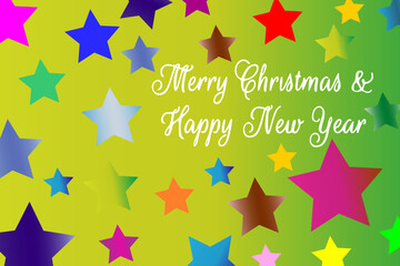 New Year decorative background with snowflakes and stars