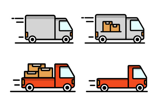 truck icon vector van car delivery vector symbols for transportation app icon web banner logo - Vector
