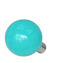 Turquoise light bulb. 3d render
