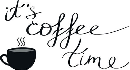 Coffee break motivation phrase. Lettering isolated on white. Handwriting. Vector art