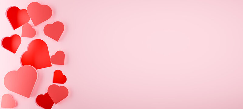 valentines day background of 3d hearts poster anniversary banner with copy space engagement invitation card