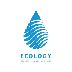 Water drop - vector logo template concept illustration. Abstract sign in blue color. Design element.