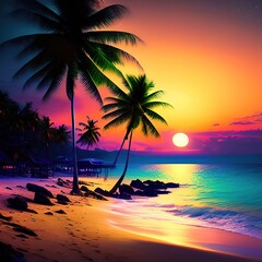 1115742498-dreamlikeart, tropical beach at night__ ### Deformed, blurry, bad anatomy, disfigured, poorly drawn face, mutation, m 