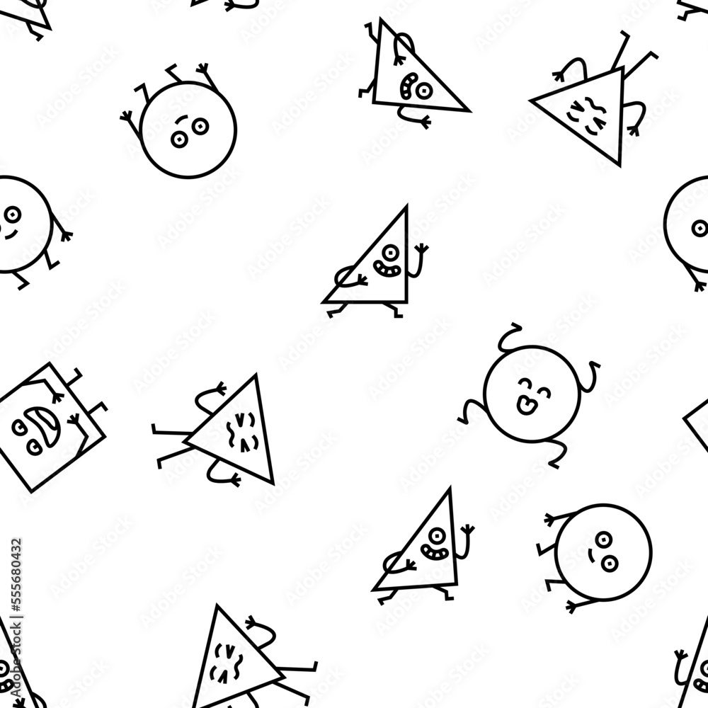 Poster geometric shape character vector seamless pattern thin line illustration