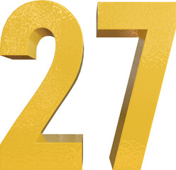 Number 27 Yellow Metal Paint 3D Render