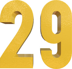 Number 29 Yellow Metal Paint 3D Render
