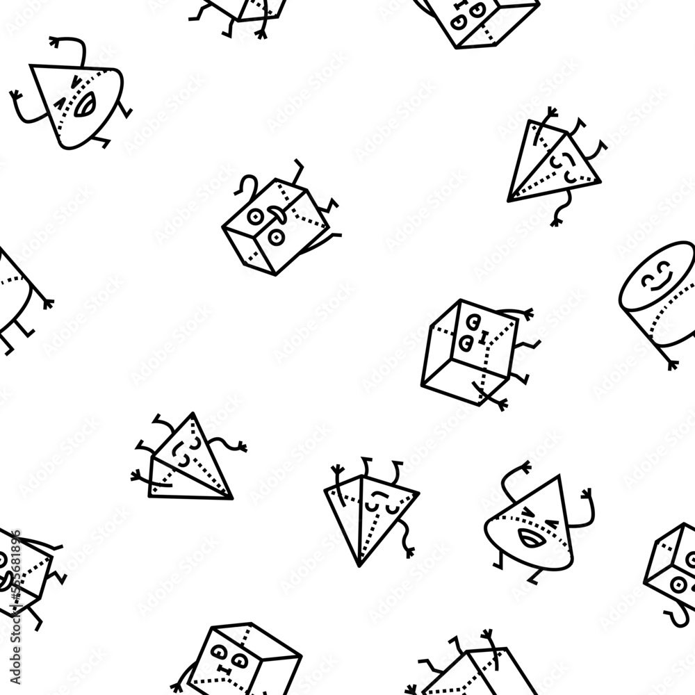 Poster geometric shape character vector seamless pattern thin line illustration