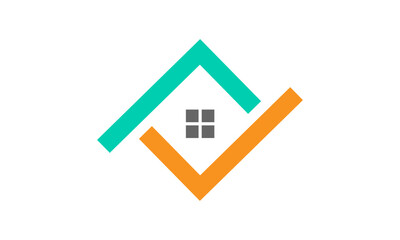 Home logo template with check mark logo for real vector image