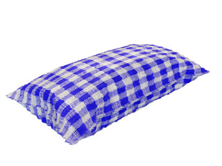 Fluffy blue checkered pillow. 3d render.