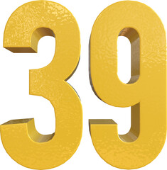Number 39 Yellow Metal Paint 3D Render