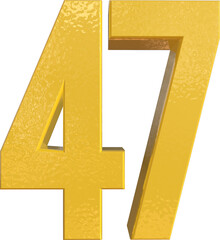 Number 47 Yellow Metal Paint 3D Render