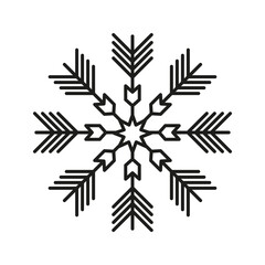 Snowflake icon isolated on white background. Christmas winter holiday decoration.