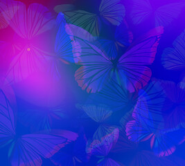 Abstract Butterfly Decor Illustration On Blue Background