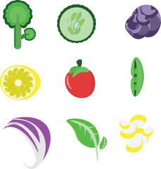 set of vegetables icons