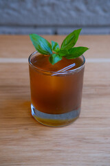 fresh basil in a glass jar