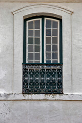 Details of windows and counters of colonial church on Iguape, state of Sao Paulo, Brazil