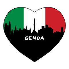 Genoa Italy Flag Skyline Silhouette Retro Vintage Sunset Genoa Lover Travel Souvenir Sticker Vector Illustration SVG EPS