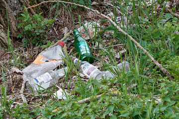 Achtlos weggeworfener Müll im Wald