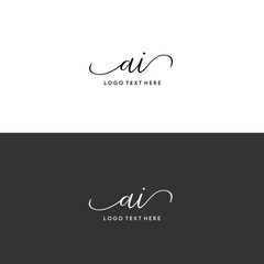 AI initials letters with swirls, AI cursive letters in monogram style, AI script letters, AI logo