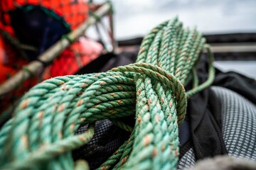 rope on a fishing boat in tasmania australia