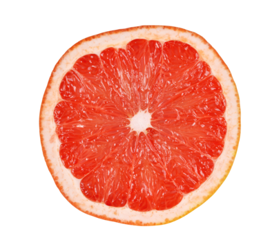 Half of grapefruit isolated on transparent background, PNG.