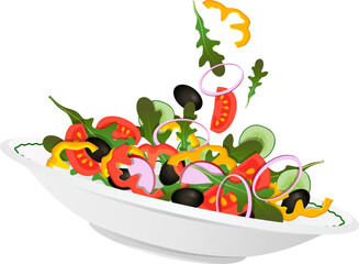 Vegetarian salad plate on transparent background
