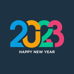 Happy New Year 2023 greeting card poster.