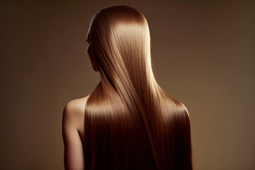Woman with beautiful healthy shiny long hair, rear view.