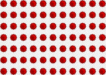 red 3d flower pattern with white background and black dots A3