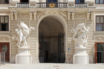statues of the labours of hercules at the hofburg palace in vienna (austria) 