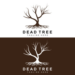 Obraz premium Tree Logo Design, Dead Tree Illustration, Wild Tree Cutting, Global Warming Vector, Earth Drought, Product Brand Icons
