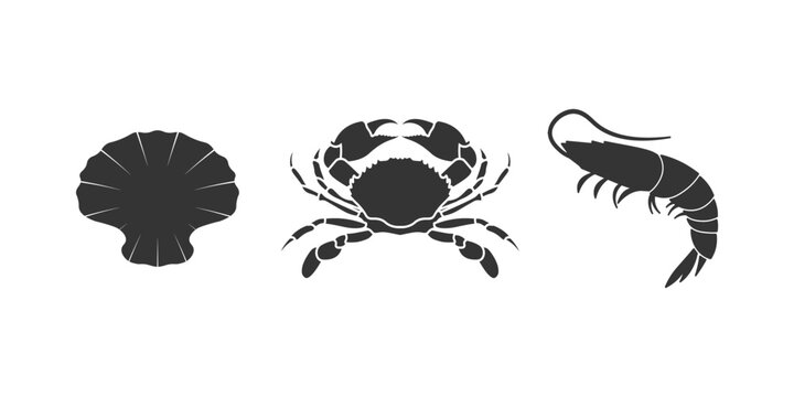 set of seafood symbol,shrimp,shelfish,crab